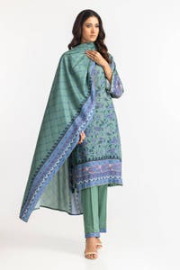 3 Piece Linen Printed Suit IUSTKSD-336