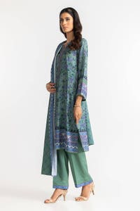 3 Piece Linen Printed Suit IUSTKSD-336