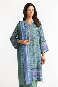 3 Piece Linen Printed Suit IUSTKSD-336