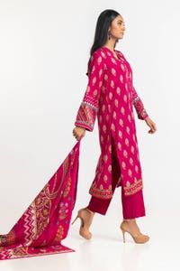 3 Piece Printed Linen Suit IUSTKSD-337