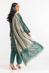 3 Piece Khaddar Printed With Embroidered Suit IUSTKSD-359