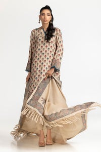 3 Piece Linen Printed Suit IUSTKSD-385