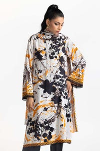 3 Piece Linen Printed Suit IUSTKSD-474