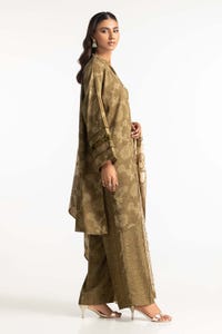 3 Piece Linen Printed Suit IUSTKSD-492