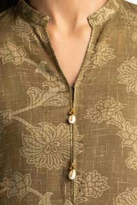 3 Piece Linen Printed Suit IUSTKSD-492