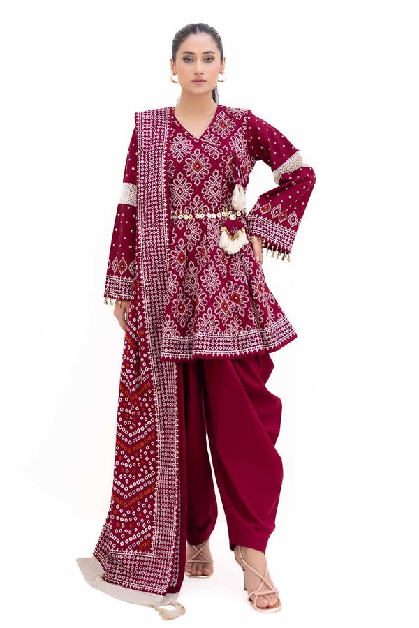 3 Piece Unstitched Printed Light Khaddar Suit K-42002 L