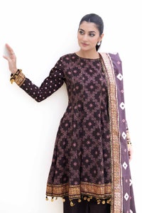3 Piece Unstitched Light Gold Printed Khaddar Suit K-42004 L