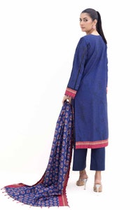 3 Piece Unstitched Embroidered Printed Light Khaddar Suit with Printed Khaddar Dupatta K-42018 L