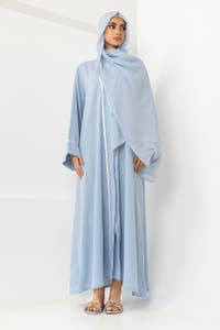 Georgette Embroidered Abaya With Dyed Scarf KAB-22113