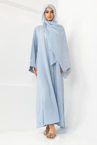Georgette Embroidered Abaya With Dyed Scarf KAB-22113