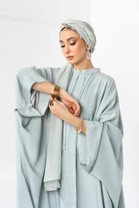 Blended Dyed Abaya With Dyed Scarf KAB-22116