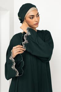 Georgette Embroidered Abaya With Dyed Scarf KAB-22127