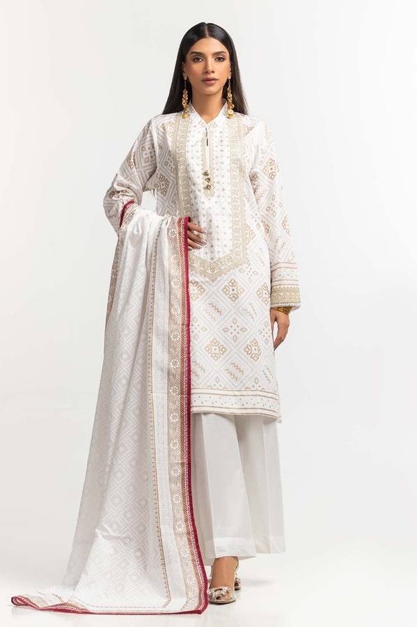 Embroidered Lawn Shirt Printed Lawn Dupatta Dyed Trouser KJP-43181
