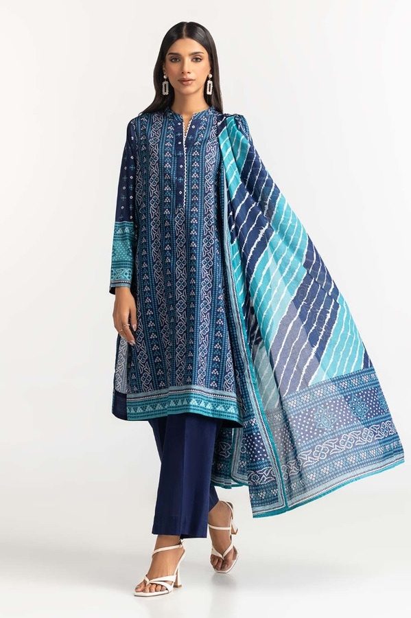 Printed Lawn Shirt Dupatta Dyed Trouser KJP-43183