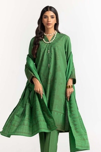 Dyed Chambray Jacquard Shirt Dupatta Chambray Trouser KJP-43189