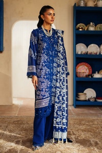 3 Piece Unstitched Embroidered Swiss Voile Suit with Lacquer Printed Chiffon Dupatta LSV-52001