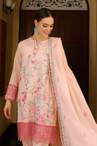 3 Piece Embroidered Paper Cotton Unstitched Suit with Embroidered Paper Cotton Dupatta and Inner LE-42015