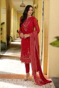 3 Piece Embroidered Chiffon Unstitched Suit with Embroidered Chiffon Dupatta and Inner LE-42019