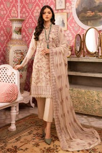 3 Piece Embroidered Swiss Voile Unstitched Suit with Embroidered Chiffon Dupatta and Inner LSV-42005
