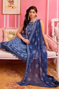 3 Piece Embroidered Swiss Voile Unstitched Suit with Embroidered Chiffon Dupatta and Inner LSV-42006