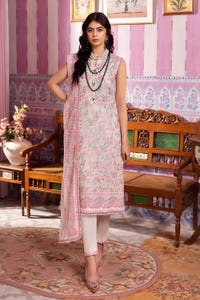 3 Piece Embroidered Swiss Voile Unstitched Suit with Embroidered Chiffon Dupatta and Inner LSV-42011