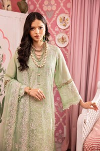 3 Piece Embroidered Swiss Voile Unstitched Suit with Embroidered Chiffon Dupatta and Inner LSV-42013