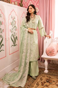3 Piece Embroidered Swiss Voile Unstitched Suit with Embroidered Chiffon Dupatta and Inner LSV-42013