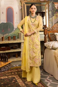 3 Piece Embroidered Swiss Voile Unstitched Suit with Embroidered Chiffon Dupatta and Inner LSV-42014
