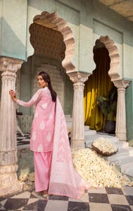 3 Piece Jacquard Unstitched Suit with Dupatta and Inner MJ-42001