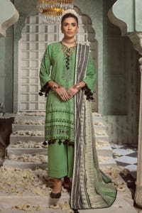 3 Piece Jacquard Unstitched Suit with Printed Leno Dupatta MJ-42004