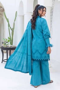 3 Piece Chambray Jacquard Unstitched Suit MJ-42006