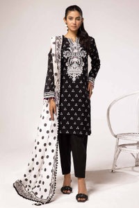 3 Piece Unstitched Embroidered Jacquard Suit with Jacquard Dupatta MJ-42022