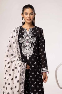 3 Piece Unstitched Embroidered Jacquard Suit with Jacquard Dupatta MJ-42022