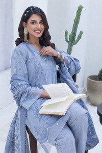 3 Piece Chambray Jacquard Unstitched Suit MJ-42032