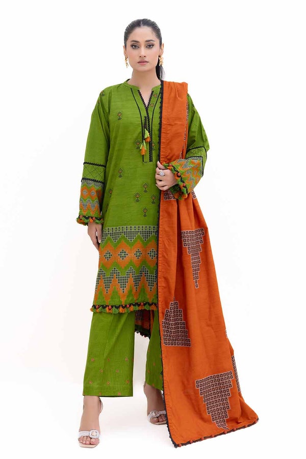 3 Piece Unstitched Jacquard Suit with Embroidered Khaddar Trouser MJ-42050