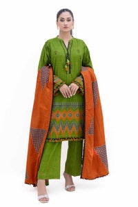 3 Piece Unstitched Jacquard Suit with Embroidered Khaddar Trouser MJ-42050