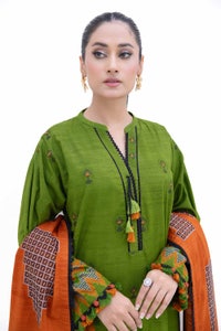 3 Piece Unstitched Jacquard Suit with Embroidered Khaddar Trouser MJ-42050