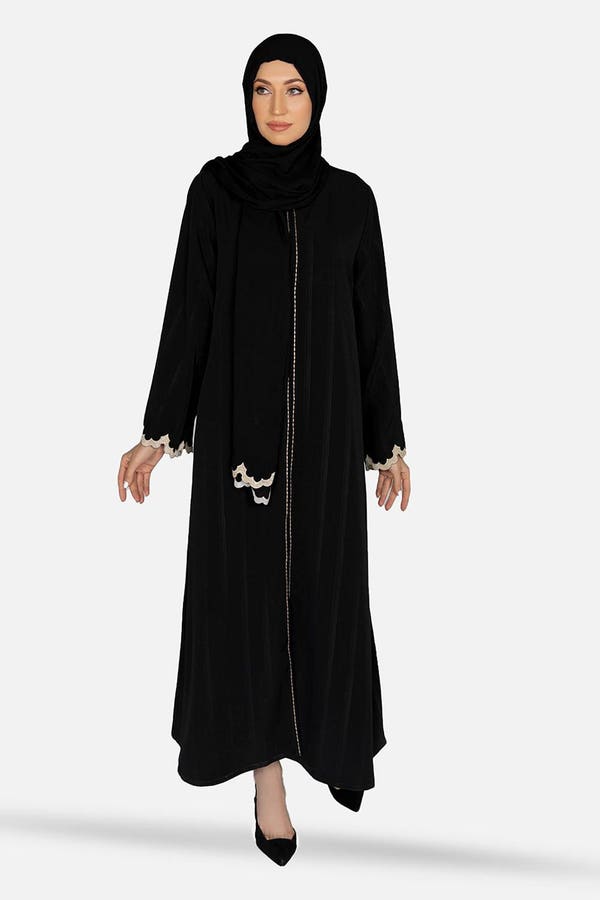 Nisa Embroidered Stipe Abaya With Embroidered Scarf WGB-KAB-22048