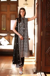 3 Piece Embroidered Lawn Unstitched Suit with Embroidered Chiffon Dupatta PM-2021