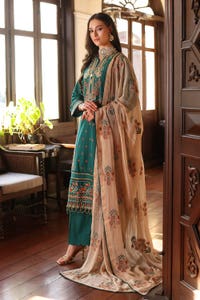 3 Piece Embroidered Lawn Unstitched Suit with Zari and Sequins Embroidered Chiffon Dupatta PM-42009