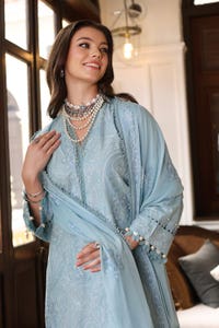 3 Piece Embroidered Lawn Unstitched Suit with Embroidered Chiffon Dupatta PM-42013