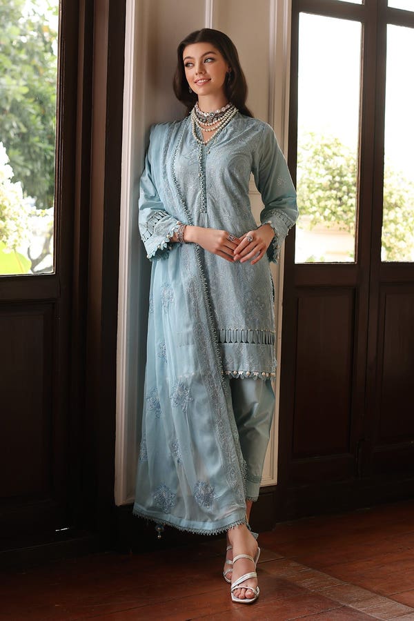 3 Piece Embroidered Lawn Unstitched Suit with Embroidered Chiffon Dupatta PM-42013