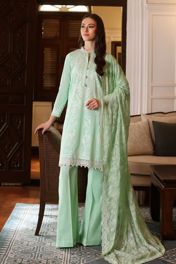 3 Piece Embroidered Lawn Unstitched Suit with Embroidered Chiffon Dupatta PM-42022