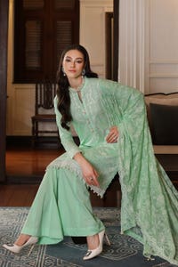 3 Piece Embroidered Lawn Unstitched Suit with Embroidered Chiffon Dupatta PM-42022