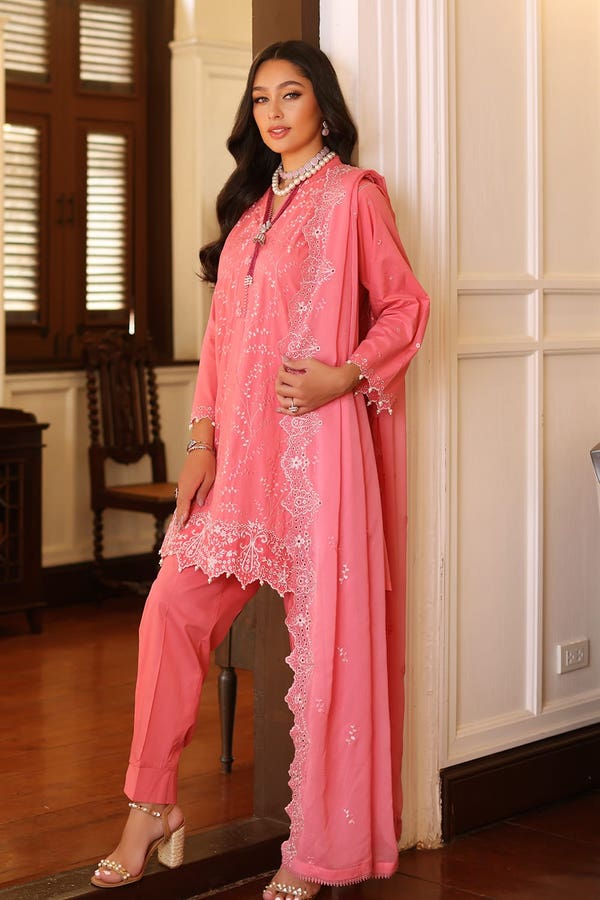 3 Piece Embroidered Lawn Unstitched Suit with Embroidered Chiffon Dupatta PM-42023