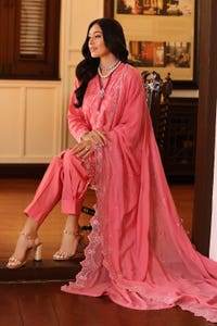 3 Piece Embroidered Lawn Unstitched Suit with Embroidered Chiffon Dupatta PM-42023