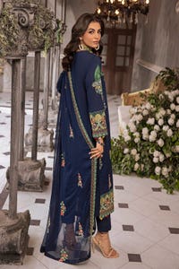 3 Piece Zari Embroidered Lawn Unstitched Suit with Zari Embroidered Chiffon Dupatta PM-42028