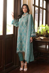 3 Piece Embroidered Lawn Unstitched Suit with Embroidered Chiffon Dupatta PM-42036