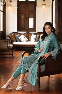 3 Piece Embroidered Lawn Unstitched Suit with Embroidered Chiffon Dupatta PM-42036