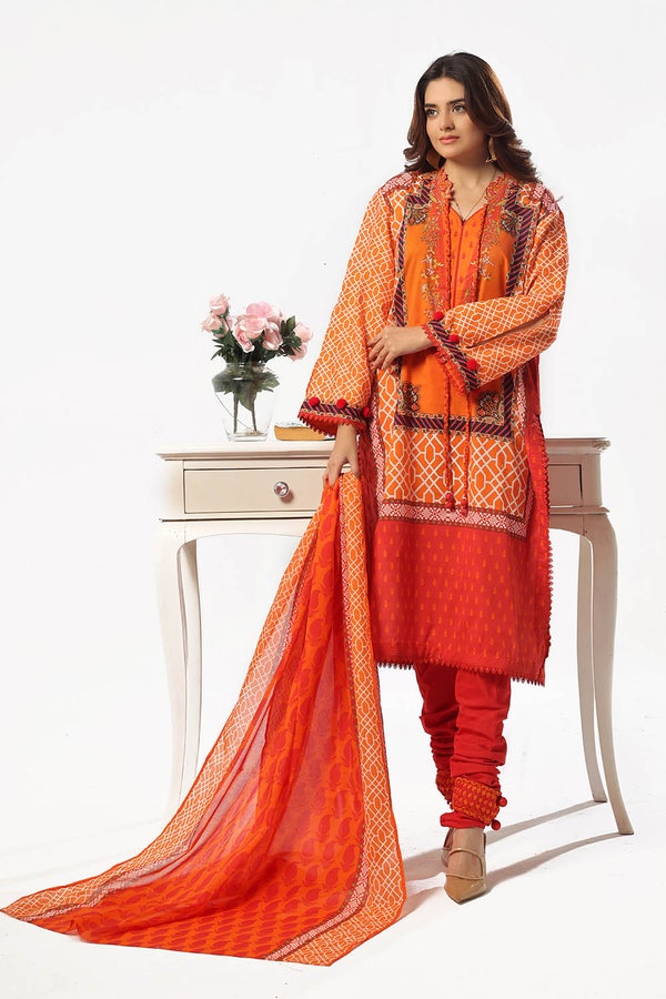 3 Piece Unstitched Printed Lawn Suit with Printed Lawn Dupatta CL-52510